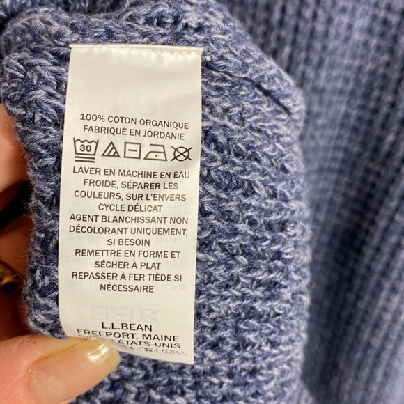 L.L. Bean Men's 100% Organic Cotton Waffle Knit Sweater, Quarter Zip size Large - Picture 11 of 12